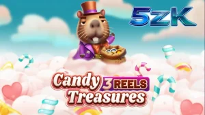 Tampilan visual slot Candy Treasures 3 Reels dengan tema permen warna-warni